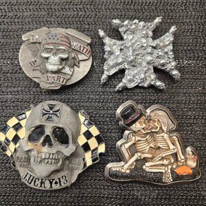 Lot of 4 skull biker belt buckles